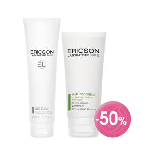 Sebum-regulating cleansing gel and Detoxifying scrub